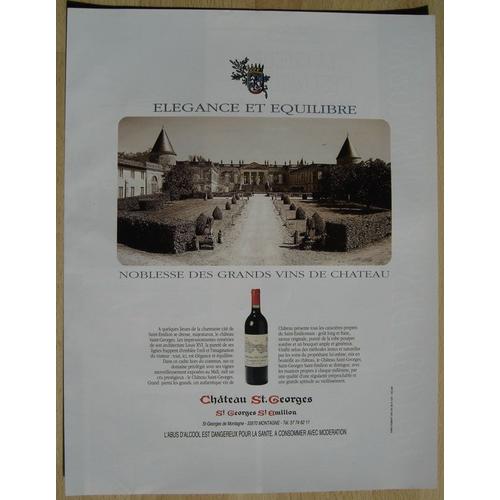 Publicité Papier - Vin Château St. Georges, St. Emilion De 2010