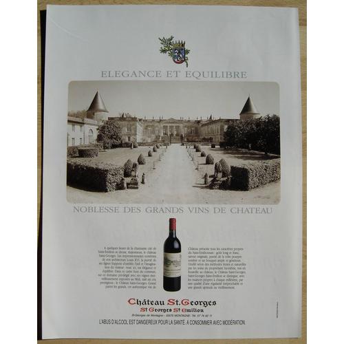 Publicité Papier - Vin Château St. Georges, St. Emilion De 1995