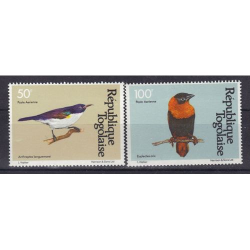 Togo 1981 Poste Aerienne : Faune : Oiseaux : Anthreptes Longuemarei / Euplectes Orix - Série Entière De 2 Timbres Neufs **