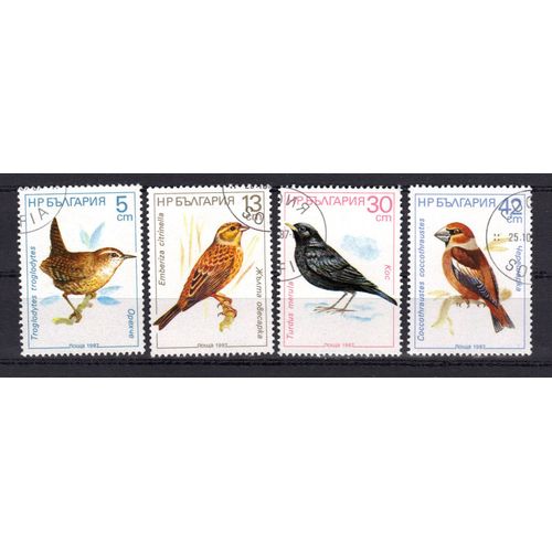 Bulgarie 1987 : Faune : Oiseaux Chanteurs - Série De 4 Timbres Oblitérés