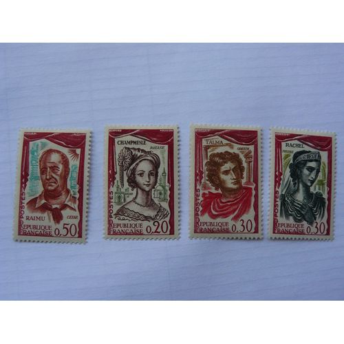 Lot De 4 Timbres De Comédiens Français : La Champeslé, Talma, Rachel, Raimu N° 1301 A 1304 Neuf +