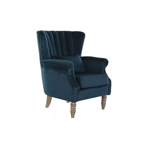 Fauteuil En Bois De Caoutchouc Velours Turquoise