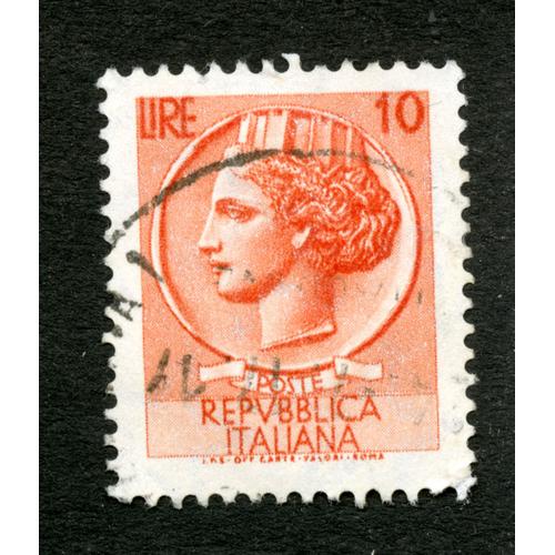 Timbre Oblitéré Poste Repubblica Italiana, Lire 10