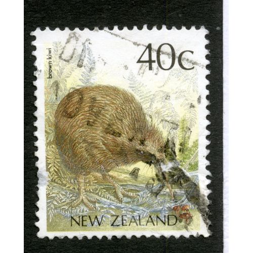 Timbre Oblitéré New Zealand, Brown Kiwi, 40 C