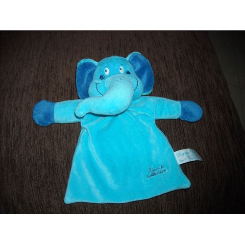 Doudou Plat Éléphant Bleu Tiamo