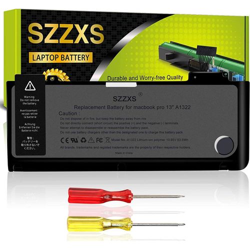 Batterie de Remplacement A1322 pour MacBook Pro 13'' A1322 A1278 (mi-2009, mi-2010, mi-2012, Fin 2011, d'ébut 2011) Batterie macbook Pro 13 a1278 latisse Lithium Polymer 10.95V 63.5 Wh