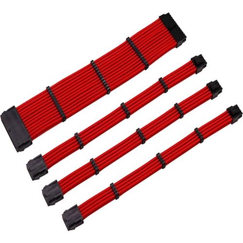 Kit De Câble D'extension Cordon D'alimentation Atx 18 Awg Atx 24pin / 6 + 2pin / Cpu 8pin Transfer Extension Cord Pc Housse De Boîtier (Rouge)