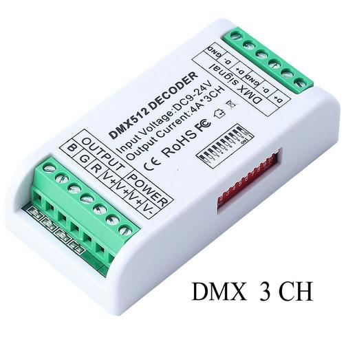 3ch Dmx 512 Led Decoder Controller Dimmer 9v-24v Console Usb Pour Rgb Led Strip