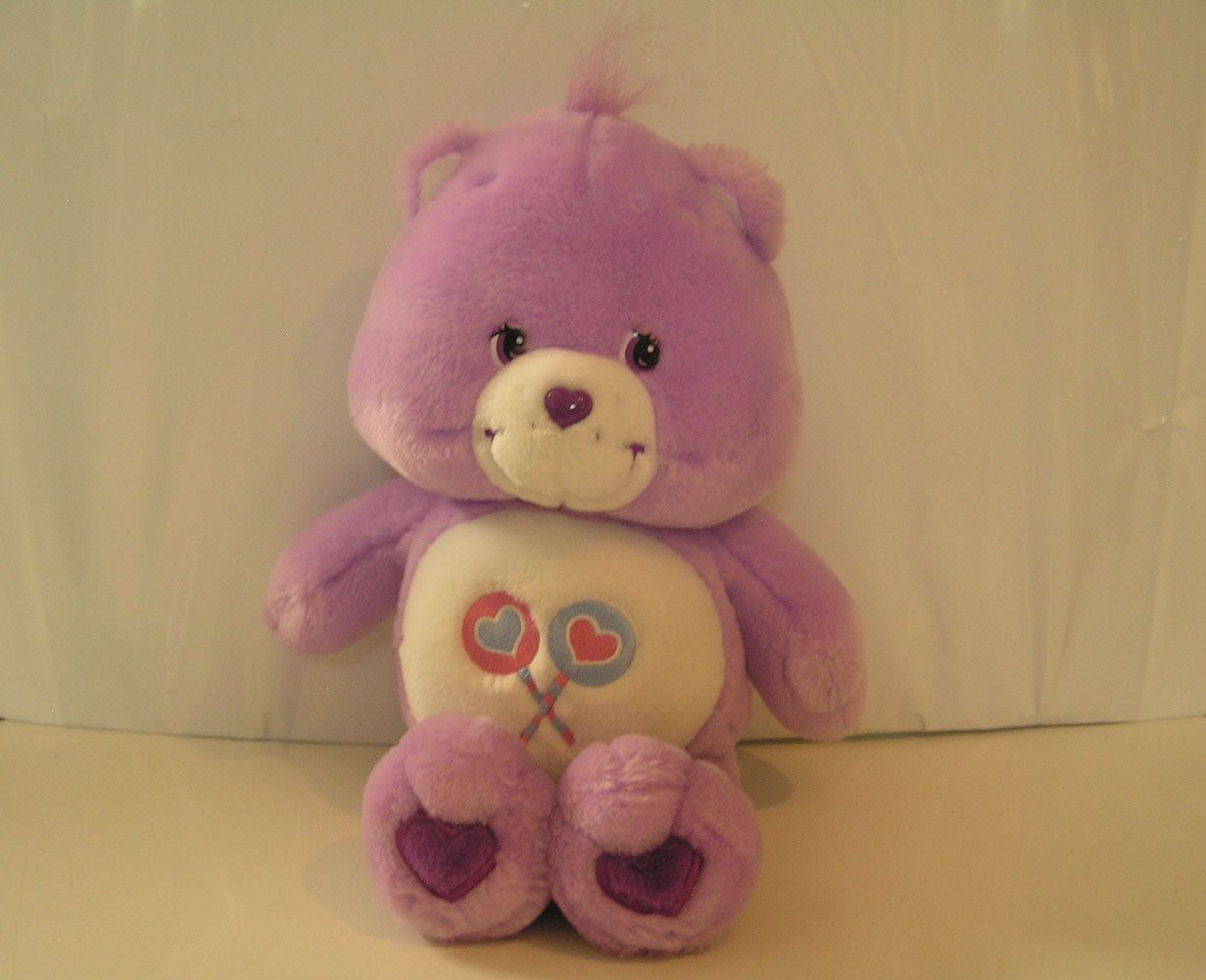 Peluche Bisounours 28 cm violet sucette pas cher 