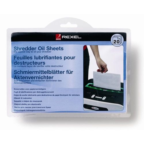 Rexel Feuilles Prélubrifiées Pour Destructeurs, Pack De 20