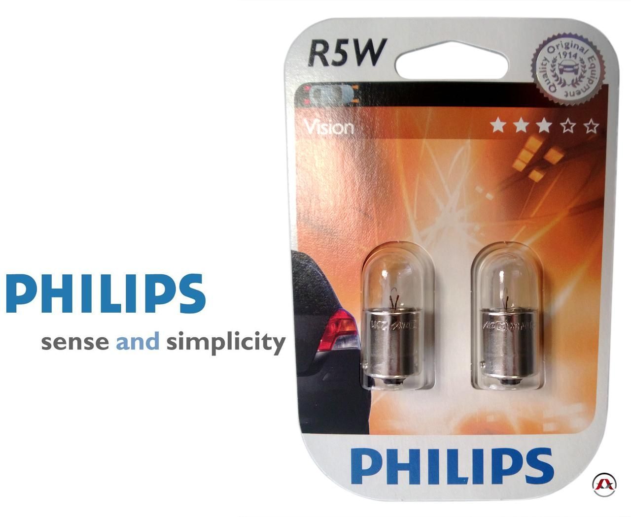 2 Ampoules R5w Vision - 12v - 5w - Philips - Homologue