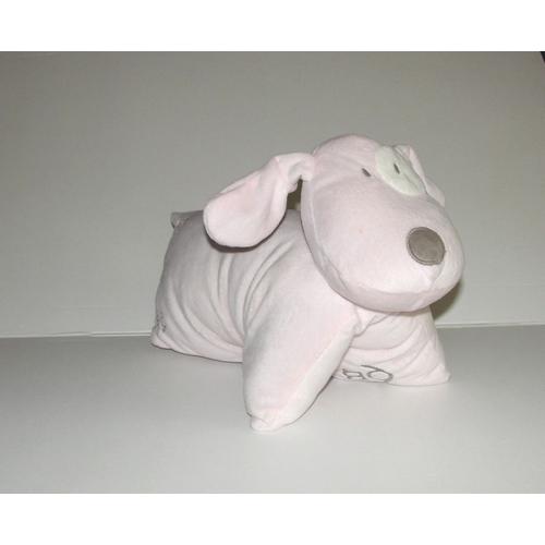 Doudou Chien Cocard Coussin Oreiller Rose Pale  Obaibi