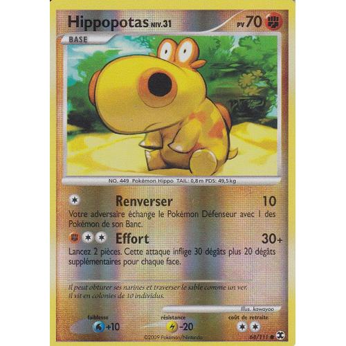 Carte Pokemon Reverse - Hippopotas - 64/111 - Rivaux Emergents -