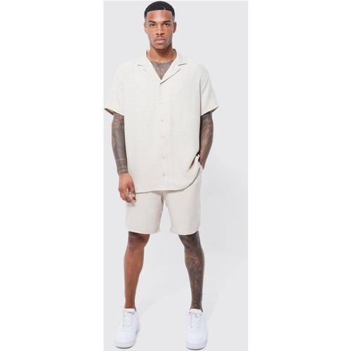 Ensemble Oversize Avec Chemise En Lin Et Short Homme - Beige - Xs, Beige