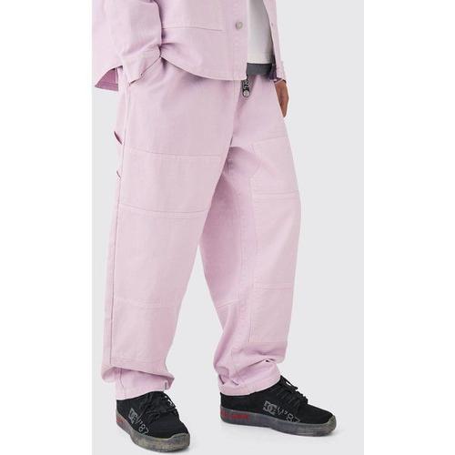 Elastic Waist Crinkle Denim Carpenter Jeans Overdyed Lilac Homme - Violet - 36r, Violet