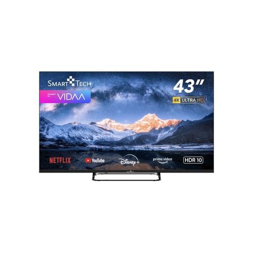 Smart Tech TV LED 4K UHD 43UV01V - 43 Pouces (109cm) - Smart TV VIDAA - Molotov, Netflix, Prime Video, Disney+, Youtube, Plex - 3xHDMI - 2xUSB - Mode Hotel