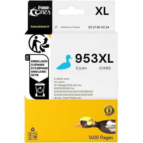 953xl - Cartouche D'encre Compatible Avec Hp 953xl - Cyan Taille Xl - Pour Hp Officejet Pro 7720-7720 All In One - 7730-7730 All In One - 7740-7740 All In One - 8210-8218