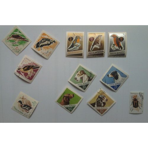 Timbres Oblitérés Roumanie Oiseaux, Chiens