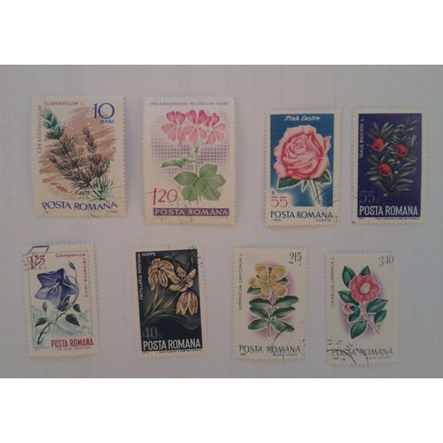 Roumanie, Lot Timbres Oblitérés Grand Format, Fleurs