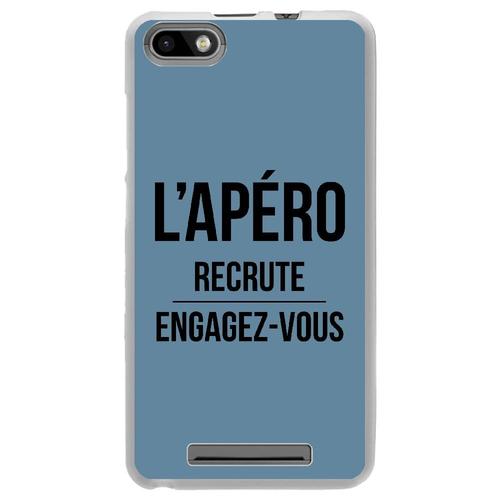 Coque Souple Pour Wiko Lenny 3 Avec Impression Motifs L'apéro Recrute Bleu