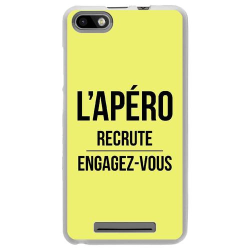 Coque Souple Pour Wiko Lenny 3 Avec Impression Motifs L'apéro Recrute Jaune