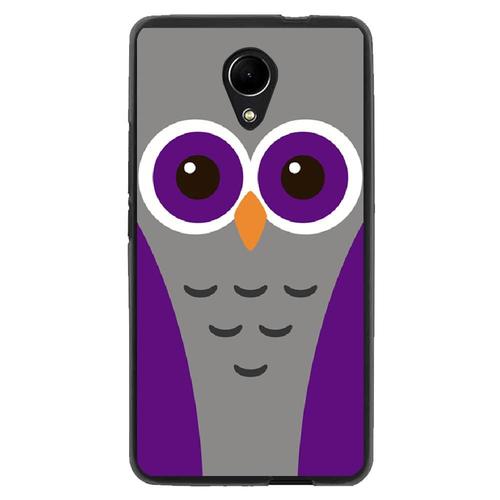 Coque Souple Pour Wiko Robby Avec Impression Motifs Chouette Mauve Et Grise