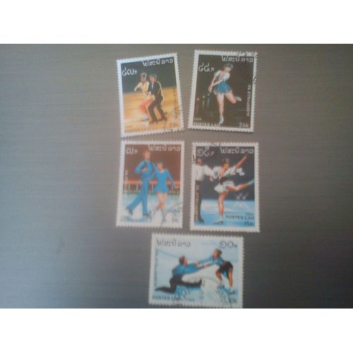 Lot Timbres Jo D'albertville Postes Lao