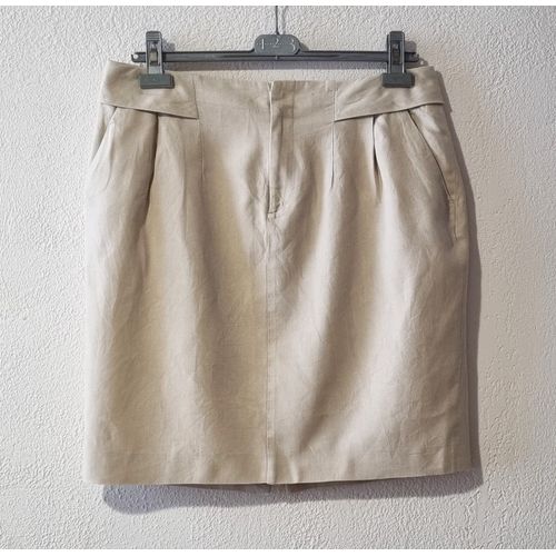 Jupe Comptoir Des Cotonniers Taille 42 Beige Lin Et Coton