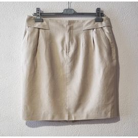 Jupe Comptoir Des Cotonniers Taille 42 Beige Lin Et Coton