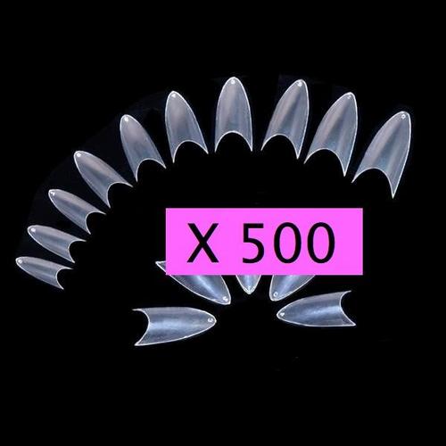 500 Tips Capsules Transparente Stiletto Pointu Sorciere Faux Ongles Gel Uv 