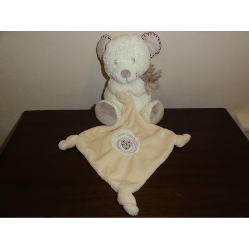 Doudou Ours Mouchoir Mon Coeur Pommette