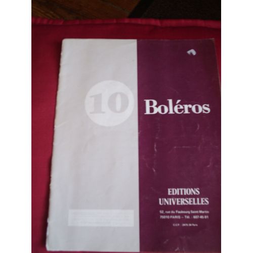 Editions Universelles / Recueil 10 Boléros / Partitions Accordéon Piano