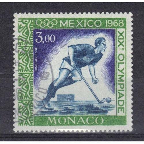 Monaco 1968 Poste Aerienne : Jeux Olympiques De Mexico : Hockey - Timbre Oblitéré