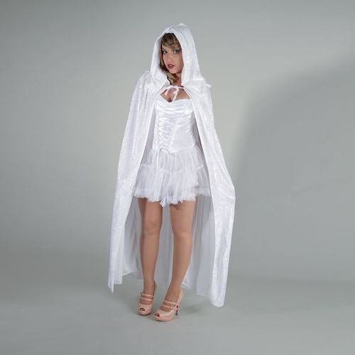 Cape Capuche Velours Blanche Luxe 182 Cm