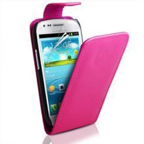 Housse Etui Coque Simili Cuir Rose Pour Samsung I8190 Galaxy S3 Mini + Film Écran