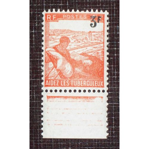 France N° 750 Neuf Sans Charnière De 1946 - 3f Sur 2f + 1f Orange « Au Profit Des Tuberculeux » Avec Bord De Feuille