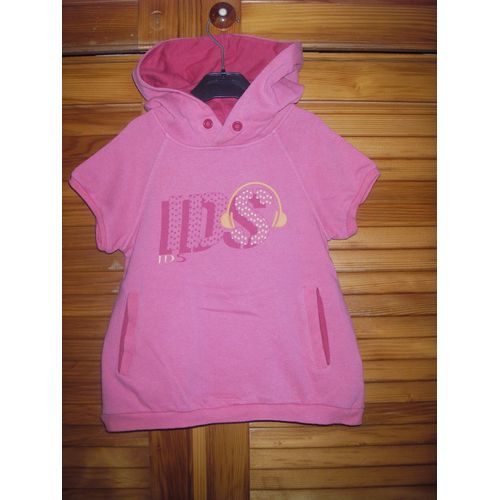 T-Shirt Molletoné Manche Courte À Capuche De Marque Ids Sport De Couleur Rose ,Taille 8 Ans .