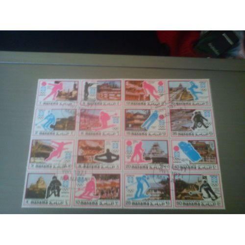 Bloc 16 Timbres Liés Jo De Sapporo 1972