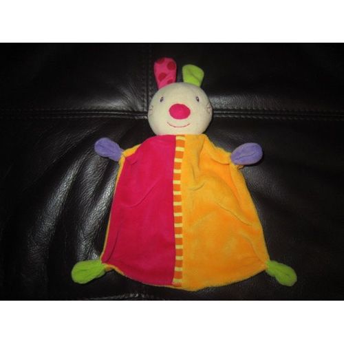 Doudou Plat Lapin Baby Club C&a Baby Sun Babysun Orange Vert Rose