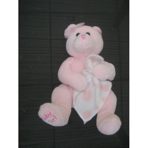 Doudou Ours Rose Et Son Mouchoir Baby Girl Ty 18 Cm