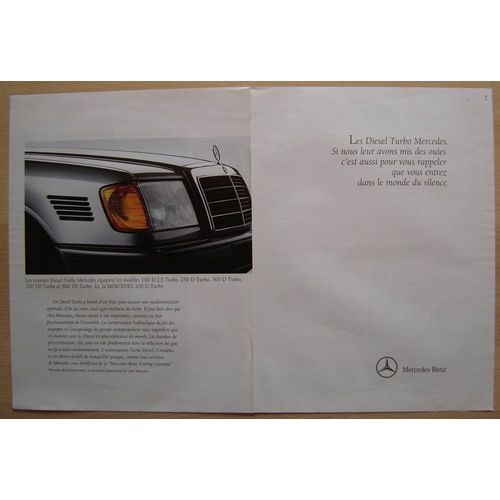 Publicité Papier - Voitures Mercedes Turbo Diesel De 1990