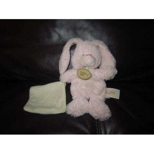 Doudou Lapin Rose Babynat Baby Nat Mouchoir Blanc En Velours