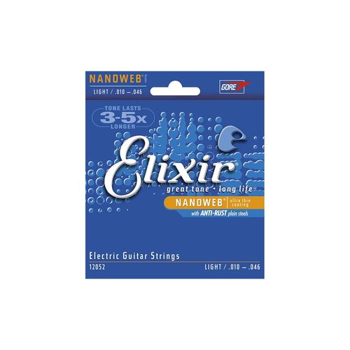 Cordes Guitare Electrique Elixir Nanoweb 12052 Electric 010-046 - Jeu De Cordes