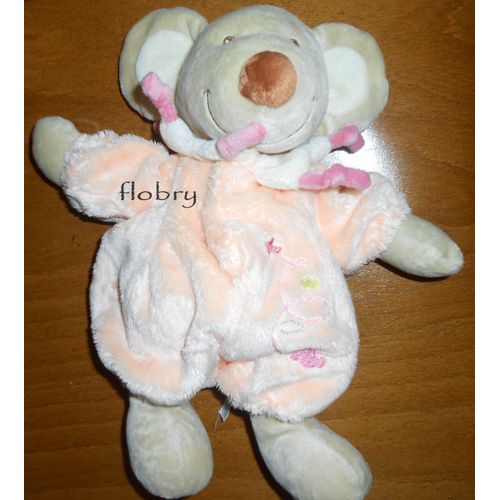 Doudou Souris Bout'chou Saumon Orange Abricot Boutchou Peluche Carrefour Pyjama Avion Nuage