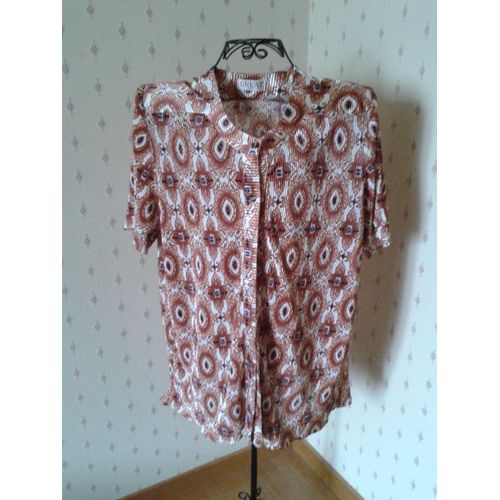 Chemisier Marron Et Blanc Xxxl Polyester