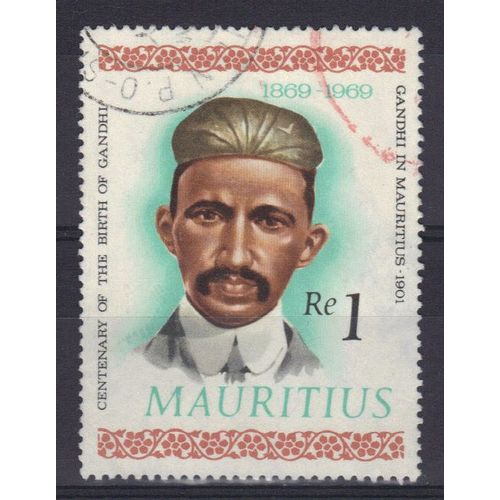 Maurice 1969 : Centenaire De La Naissance Du Mahatma Gandhi : Portrait De Gandhi À Maurice (1901) - Timbre Oblitéré