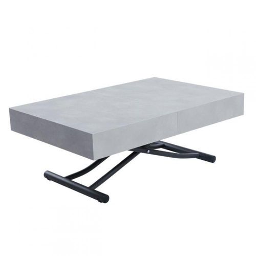 Table Basse Relevable Extensible Albatros Design Gris Beton Pied Gris Graphite 120/221 X 80 Cm