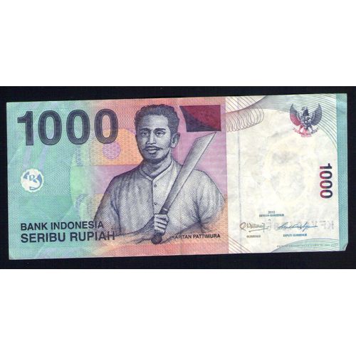Billet De Banque Nota Banknote Bill 1000 Seribu Rupiah Indonésie Kapitan Pattimura 2012