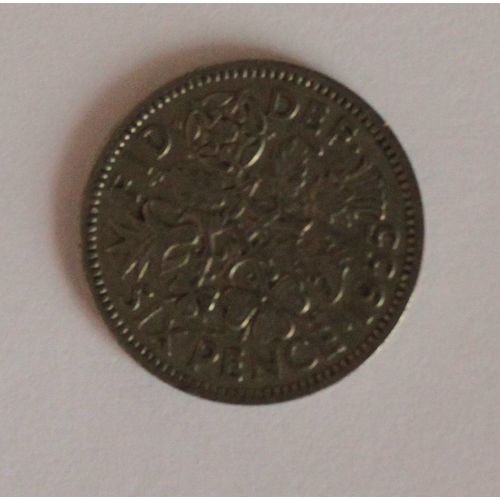 Pièce Royaume Uni 1955 6 Pence Elizabeth Ii (1ère Effigie, Sans "Britt:Omn:") Cupronickel  2,83 G  Ø 19,28 Mm - Km# 903