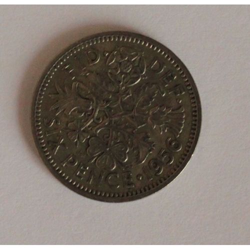 Pièce Royaume Uni 1956 6 Pence Elizabeth Ii (1ère Effigie, Sans "Britt:Omn:") Cupronickel  2,83 G  Ø 19,28 Mm - Km# 903